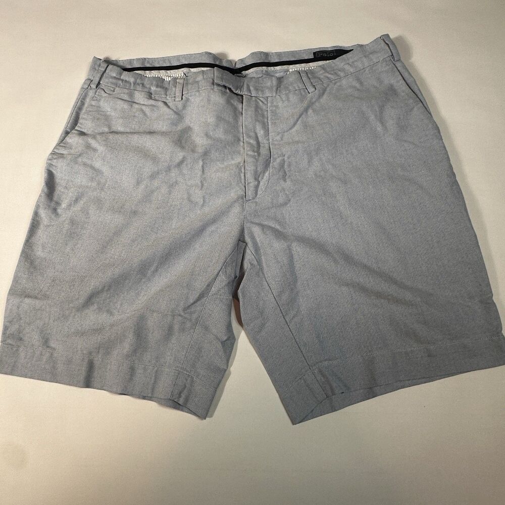 Vintage Polo Ralph Lauren Shorts Mens 40 Chino Classic Blue Flat Front Oxford